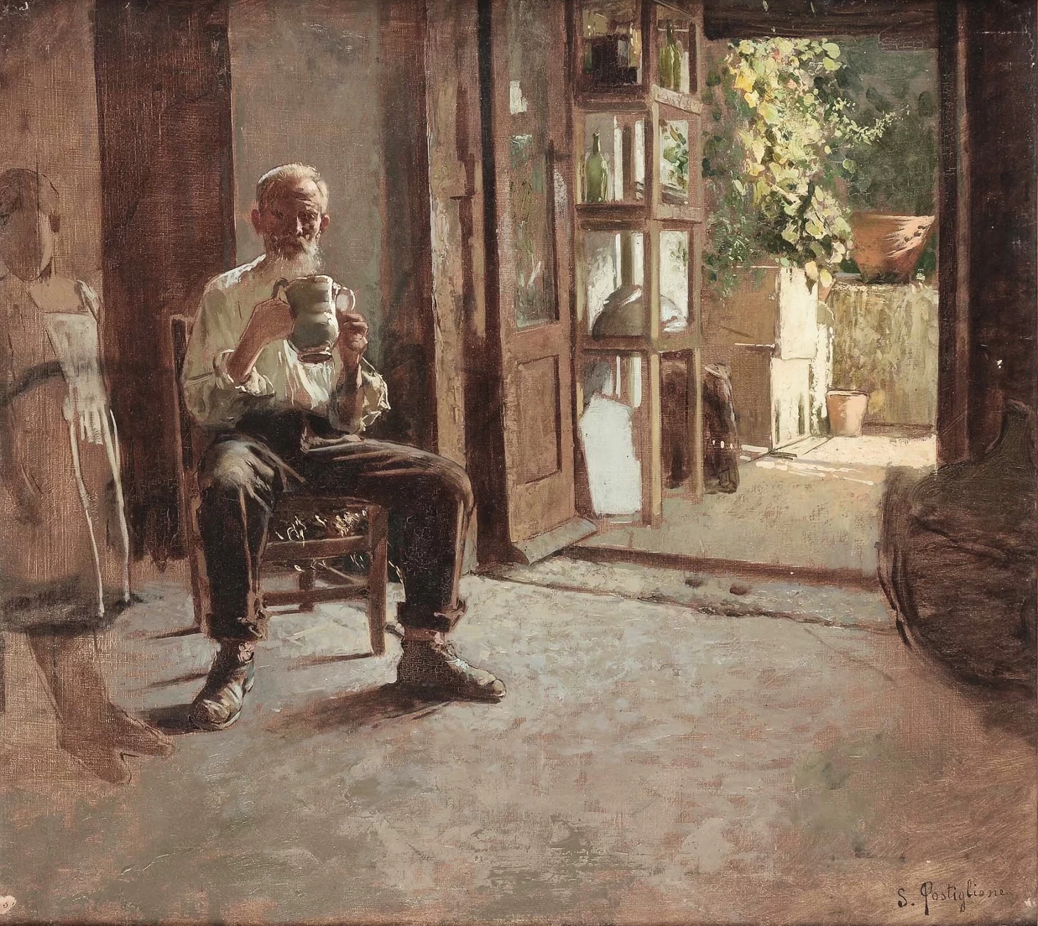 Interno con vecchio